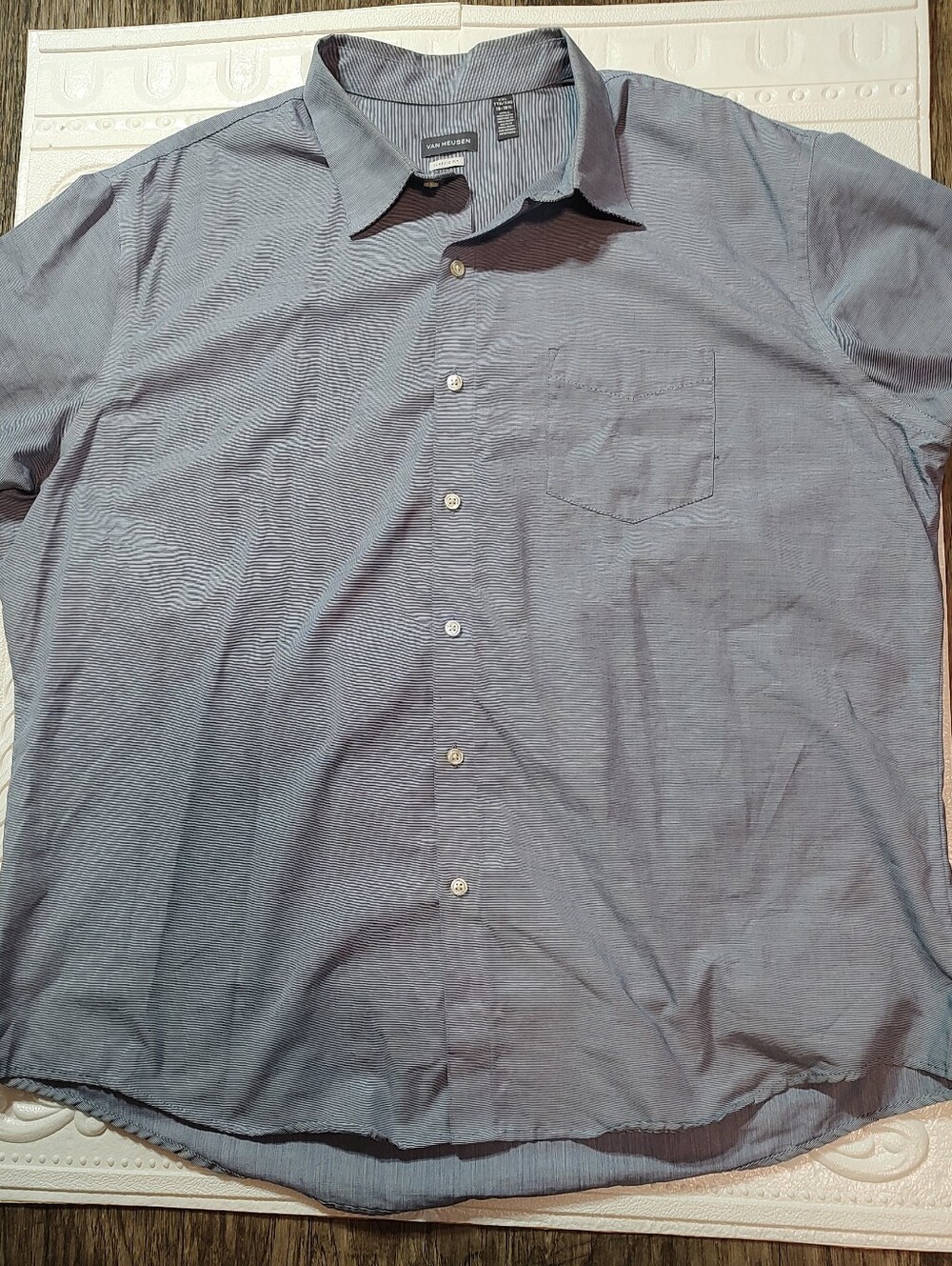 Van Heusen Men's Light Blue Micro-Stripe Button-Down Shirt Classic Fit Size XXL